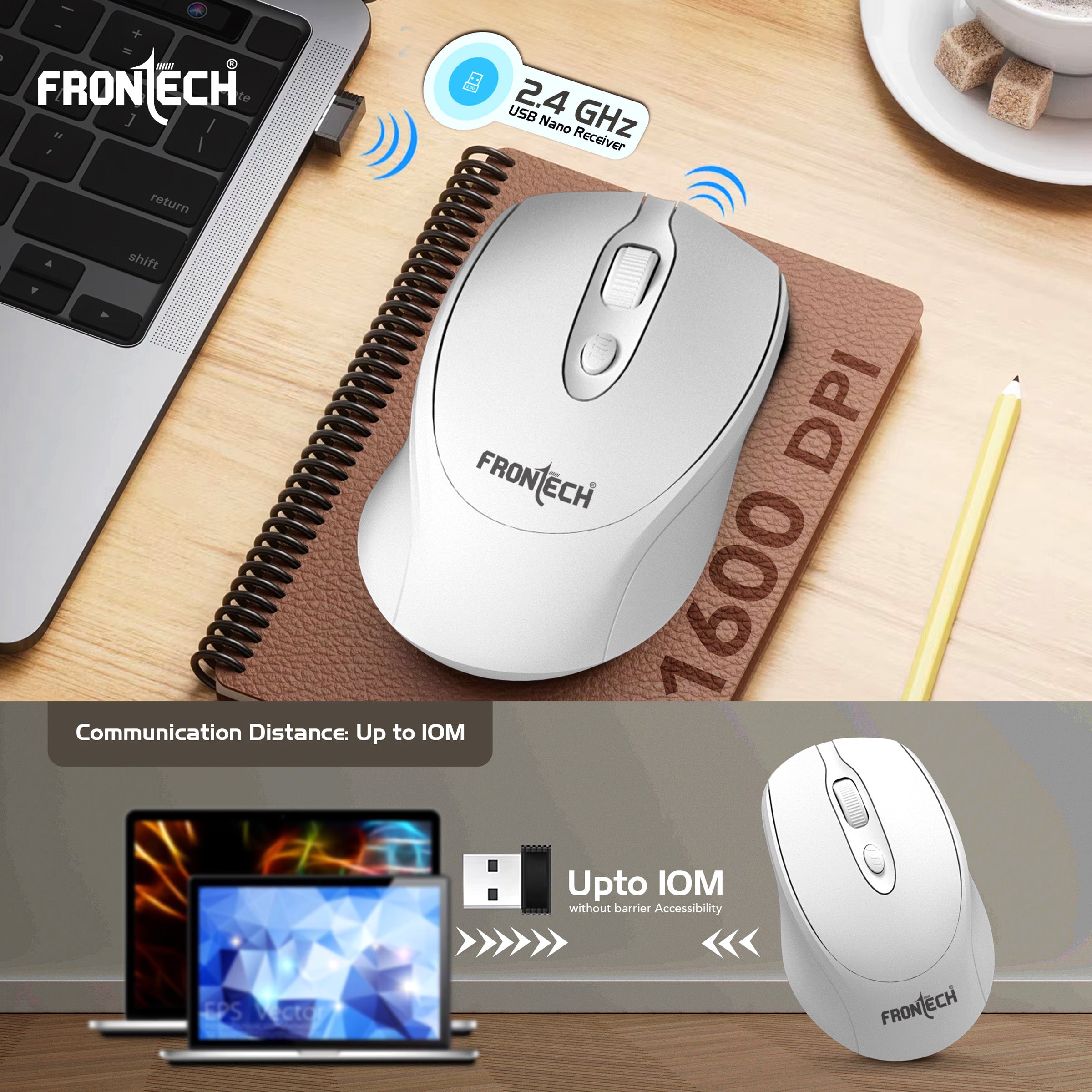 Frontech 2.4Ghz Rechargeable Wireless Keyboard and Mouse|104 Keys|1600 DPI|KB-0031| Combo Set (White) Frontech 2.4Ghz Rechargeable Wireless Keyboard and Mouse|104 Keys|1600 DPI|KB-0031| Combo Set (White)
